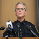 
              Chesapeake Police Chief Mark G. Solesky speaks at a press conference addressing the Walmart shooting at the Chesapeake Public Safety Operations Center on Wednesday Nov. 23, 2022, in Chesapeake, Va. Authorities and witnesses say a Walmart manager opened fire on fellow employees in the break room of the store. (Mike Caudill/The Virginian-Pilot via AP)
            