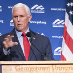 
              FILE - Former Vice President Mike Pence speaks to students at Georgetown University in Washington, Oct. 19, 2022. Pence blames Donald Trump for endangering his family “and all those serving at the Capitol” on Jan. 6 in a new memoir released Tuesday. ( AP Photo/Jose Luis Magana, File)
            