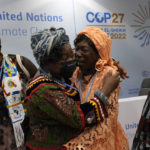 
              Two women embrace at a session for women and gender constituency at the COP27 U.N. Climate Summit, Monday, Nov. 14, 2022, in Sharm el-Sheikh, Egypt. (AP Photo/Peter Dejong)
            