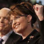 
              FILE - Republican presidential nominee Sen. John McCain, left, smiles as his Vice Presidential running mate, Alaska Gov. Sarah Palin, pumps her fist as she is introduced to supporters at a campaign rally in Dayton, Ohio, on Aug. 29, 2008. Palin re-emerged in Alaska politics over a decade after resigning as governor with hopes of winning the state's U.S. House seat. But she struggled to catch fire with voters and ran what critics saw as a lackluster campaign against a breakout Democrat who pitched herself as a regular Alaskan and a Republican backed by state GOP leaders. (AP Photo/Stephan Savoia, File)
            
