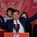 
              Mehmet Oz, the Republican candidate for U.S. Senate in Pennsylvania, speaks at an election night rally in Newtown, Pa., Tuesday, Nov. 8, 2022. (AP Photo/Matt Rourke)
            