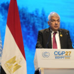 
              Ranil Wickremesinghe, president of Sri Lanka, speaks at the COP27 U.N. Climate Summit, Tuesday, Nov. 8, 2022, in Sharm el-Sheikh, Egypt. (AP Photo/Peter Dejong)
            