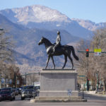 
              A statue of William Jackson Palmer, Civil War general, railroad tycoon and founder of Colorado Springs, Colo., stands in the intersection of Nevada and Platte avenues in downtown Colorado Springs, Colo., Tuesday, Nov. 22, 2022. With a growing and diversifying population, the city nestled at the foothills of the Rockies is a patchwork of disparate social and cultural fabrics. But last weekend’s shooting has raised uneasy questions about the lasting legacy of cultural conflicts that caught fire decades ago and gave Colorado Springs a reputation as a cauldron of religion-infused conservatism, where LGBTQ people didn't fit in with the most vocal community leaders' idea of family values  (AP Photo/David Zalubowski)
            