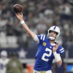
              Indianapolis Colts quarterback Matt Ryan throws during the second half of an NFL football game against the Dallas Cowboys, Sunday, Dec. 4, 2022, in Arlington, Texas. (AP Photo/Tony Gutierrez)
            