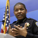 FILE - San Francisco Police Chief Bill Scott answers questions during a news conference on May 21, 2019, in San Francisco. The liberal city of San Francisco became the unlikely proponent of weaponized police robots on Tuesday, Nov. 29, 2022, after supervisors approved limited use of the remote-controlled devices, addressing head-on an evolving technology that has become more widely available even if it is rarely deployed to confront suspects. (AP Photo/Eric Risberg, File)