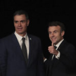 
              The President of France Emmanuel Macron, right, gives the thumbs up next to Spain's Prime Minister Pedro Sanchez after a joint news conference at the EU-Med9 summit in Alicante, Spain, Friday Dec. 9, 2022. Spain is hosting a summit of nine leaders of Europe's Mediterranean countries with the energy crisis triggered by the Russian invasion of Ukraine likely to top the agenda. (AP Photo/J.M Fernandez
            