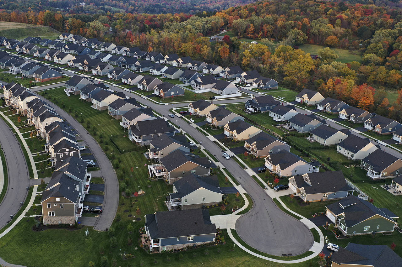 FILE - A cul-de-sac runs through a new housing development in Middlesex Township, Pa., on Oct. 12, ...