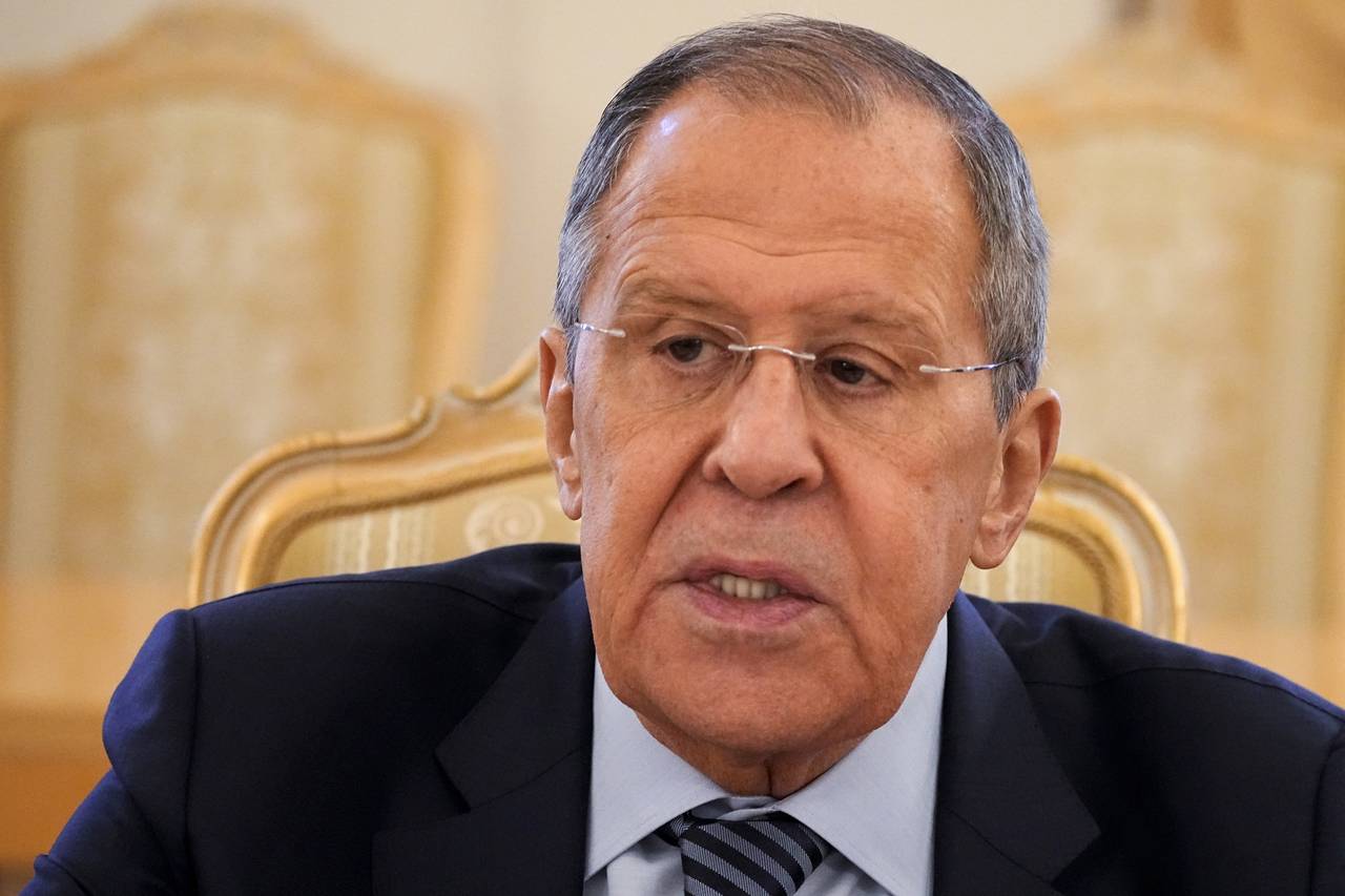FILE - Russian Foreign Minister Sergey Lavrov speaks during a meeting with governors and heads of R...