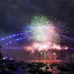 
              Fireworks explode over the Sydney Harbour Bridge during an early fireworks show ahead of New Year celebrations in Sydney, Saturday, Dec 31, 2022. (Bianca De Marchi/AAP Image via AP)
            