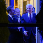 
              President Joe Biden and French President Emmanuel Macron and his wife Brigitte Macron depart after eating dinner at Fiola Mare in Washington, Wednesday, Nov. 30, 2022. (AP Photo/Andrew Harnik)
            