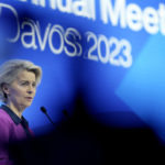 
              EU Commission President Ursula von der Leyen delivers a speech at the World Economic Forum in Davos, Switzerland Tuesday, Jan. 17, 2023. The annual meeting of the World Economic Forum is taking place in Davos from Jan. 16 until Jan. 20, 2023. (AP Photo/Markus Schreiber)
            