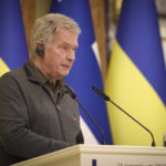 
              In this photo provided by the Ukrainian Presidential Press Office, Finnish President Sauli Niinisto attends a news conference with Ukrainian President Volodymyr Zelenskyy after their meeting in Kyiv, Ukraine, Tuesday, Jan. 24, 2023. (Ukrainian Presidential Press Office via AP)
            