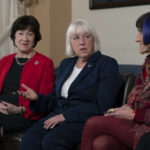 
              Senate Appropriations Committee ranking member Sen. Susan Collins, R-Maine, left, Senate Appropriations Committee chair Patty Murray, D-Wash., center, and House Appropriations Committee ranking member Rep. Rosa DeLauro, D-Conn., talk during an interview with The Associated Press, along with Shalanda Young, the first Black woman to lead the Office of Management and Budget and House Appropriations Committee chair Rep. Kay Granger, R-Texas, at the Capitol in Washington, Thursday, Jan. 26, 2023. It's the first time in history that the four leaders of the two congressional spending committees are women.  (AP Photo/Manuel Balce Ceneta)
            