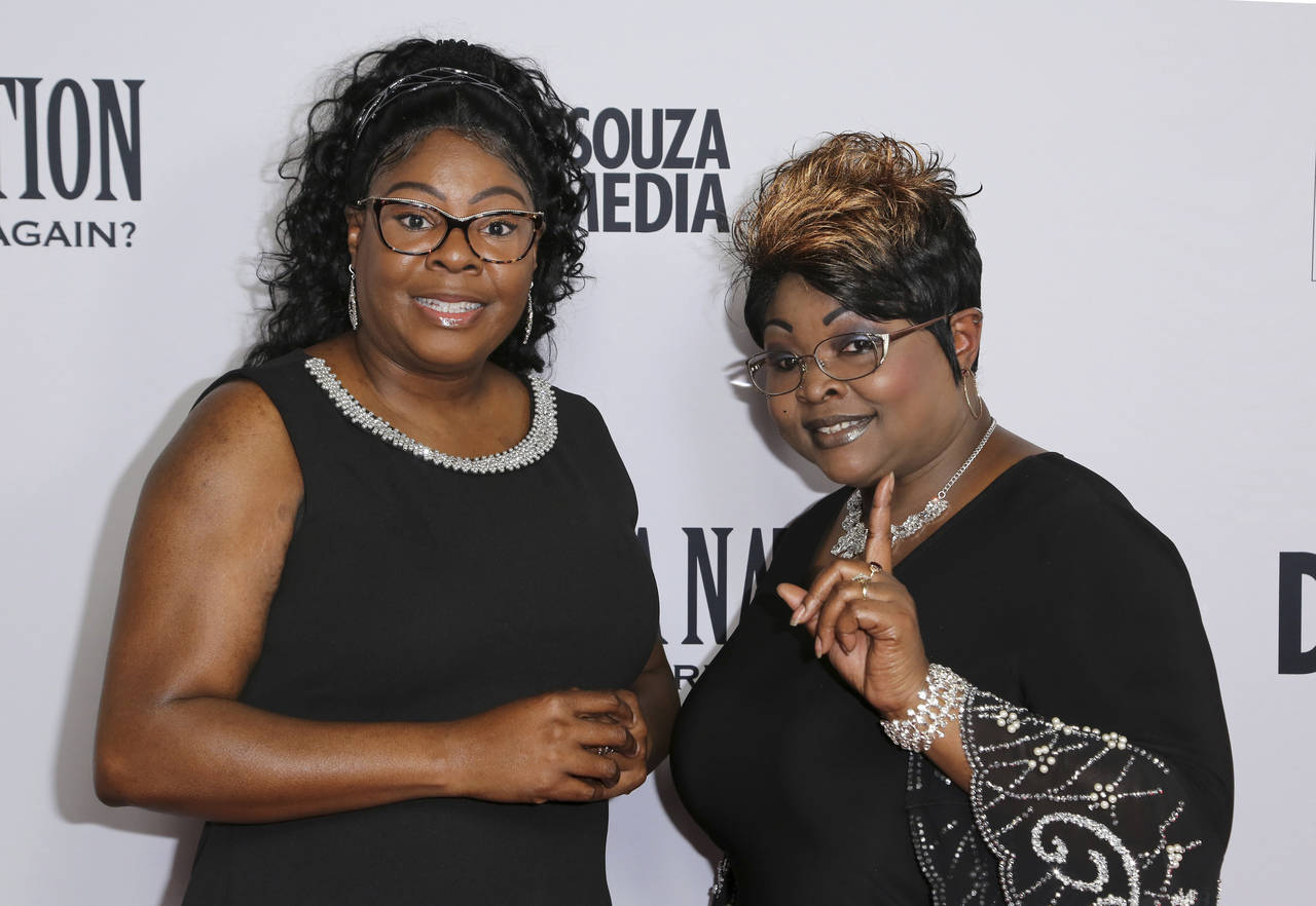 FILE - Lynnette Hardaway, left, and Rochelle Richardson, a.k.a. Diamond and Silk, arrive at the LA ...