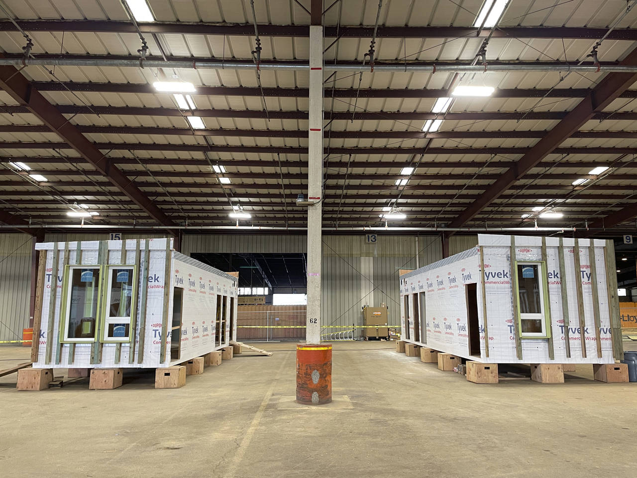 Mass timber affordable home prototypes are shown at the Port of Portland in Portland, Ore. Friday, ...