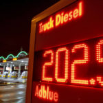 
              The Diesel price for trucks is displayed at a gas station in Frankfurt, Germany, Friday, Jan. 27, 2023. A European ban on imports of diesel fuel and other products made from crude oil in Russian refineries takes effect Feb. 5. The goal is to stop feeding Russia's war chest, but it's not so simple. Diesel prices have already jumped since the war started on Feb. 24, and they could rise again. (AP Photo/Michael Probst)
            