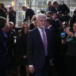 
              Presidential candidate Petr Pavel arrives to address media after announcement of the preliminary results for the first round of presidential election in Prague, Czech Republic, Saturday, Jan. 14, 2023. (AP Photo/Petr David Josek)
            