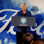 
              U.S. Treasury Secretary Janet Yellen addresses the media after visiting the Ford Assembling Plant in Pretoria, South Africa, Thursday, Jan. 26, 2023. (AP Photo/Themba Hadebe)
            