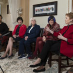 
              From left, Shalanda Young, the first Black woman to lead the Office of Management and Budget; Senate Appropriations Committee ranking member Sen. Susan Collins, R-Maine; Senate Appropriations Committee chair Sen. Patty Murray, D-Wash.; House Appropriations Committee ranking member Rep. Rosa DeLauro, D-Conn.; and House Appropriations chair Rep. Kay Granger, R-Texas, speak during an interview with The Associated Press at the Capitol in Washington, Thursday, Jan. 26, 2023. It's the first time in history that the four leaders of the two congressional spending committees are women. (AP Photo/Manuel Balce Ceneta)
            