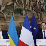 
              French Defense Minister Sebastien Lecornu, right, and Ukrainian Minister of Defense Oleksii Reznikov attend a joint press conference Tuesday, Jan. 31, 2023 in Paris. Ukraine's defense minister pays his first official visit to France, meeting with Macron and the defense minister, as Ukraine sets its sights on Western warplanes and other heavy weaponry to push back Russian forces. (AP Photo/Lewis Joly)
            