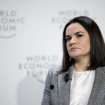 
              Belarus opposition leader Sviatlana Tsikhanouskaya attends a session at the World Economic Forum in Davos, Switzerland Tuesday, Jan. 17, 2023. The annual meeting of the World Economic Forum is taking place in Davos from Jan. 16 until Jan. 20, 2023. (AP Photo/Markus Schreiber)
            