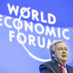 
              United Nations Secretary-General Antonio Guterres speaks during the 53rd annual meeting of the World Economic Forum, WEF, in Davos, Switzerland, Wednesday, Jan. 18, 2023. The meeting brings together entrepreneurs, scientists, corporate and political leaders in Davos under the topic "Cooperation in a Fragmented World" from 16 to 20 January. (Gian Ehrenzeller/Keystone via AP)
            