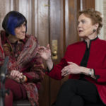 
              House Appropriations Committee ranking member Rep. Rosa DeLauro, D-Conn.; listens to House Appropriations Committee chair Rep. Kay Granger, R-Texas, during an interview with The Associated Press, along with with Shalanda Young, the first Black woman to lead the Office of Management and Budget; Senate Appropriations Committee ranking member Sen. Susan Collins, R-Maine; and Senate Appropriations Committee chair Sen. Patty Murray, D-Wash., at the Capitol in Washington, Thursday, Jan. 26, 2023. It's the first time in history that the four leaders of the two congressional spending committees are women. (AP Photo/Manuel Balce Ceneta)
            