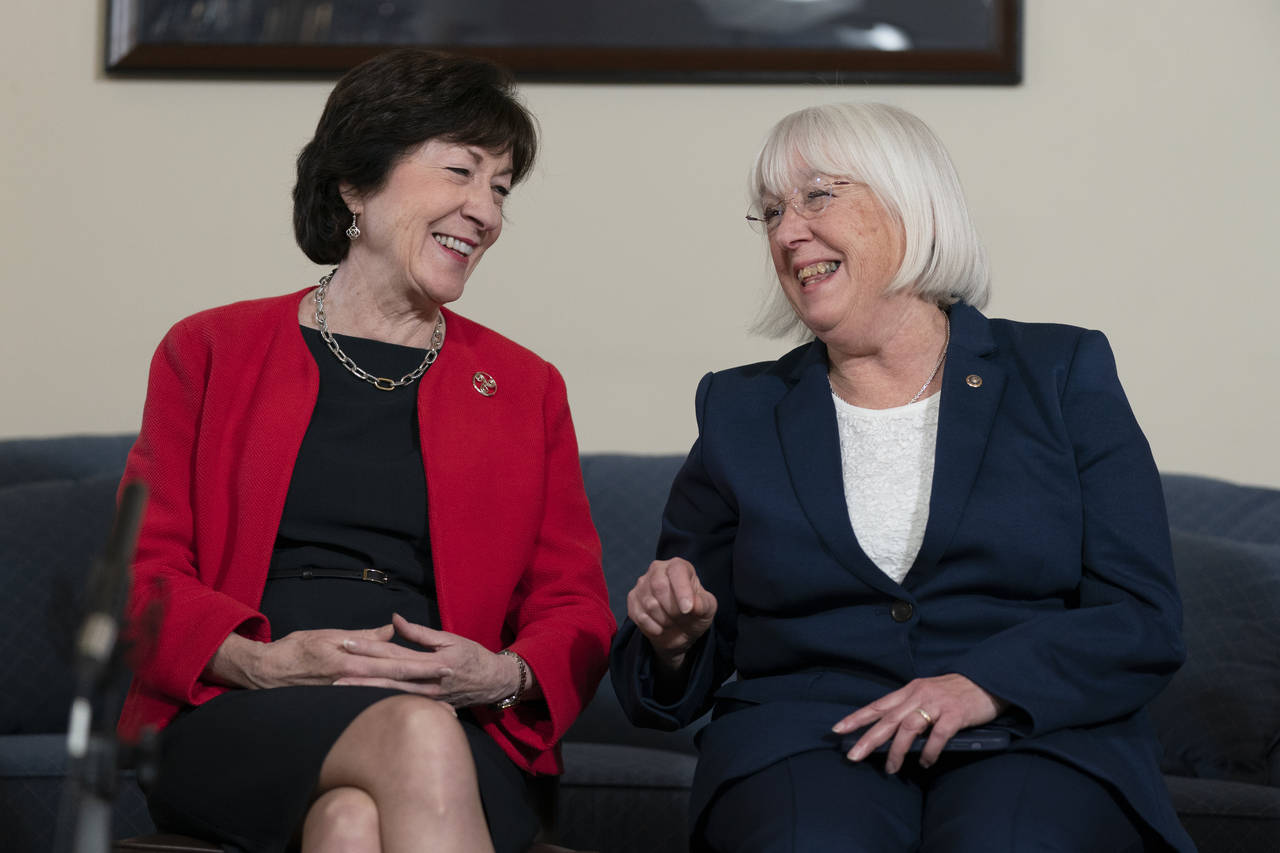 Senate Appropriations Committee ranking member Sen. Susan Collins, R-Maine, left, and Senate Approp...