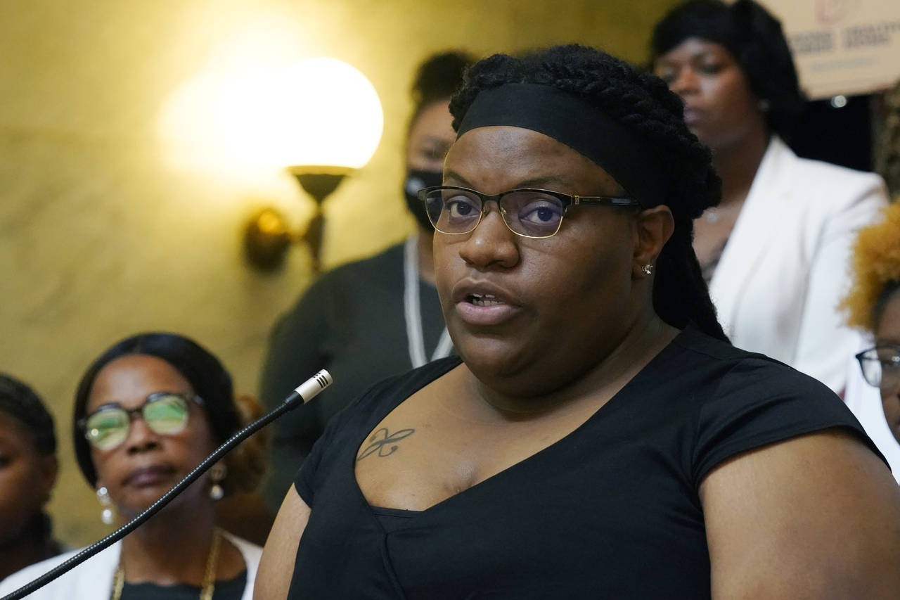 Brittany Lampkin of Yazoo County, extolls the Mississippi Black Women's Roundtable legislative agen...