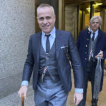 
              Fashion designer Thom Browne leaves Manhattan federal court, Thursday, Jan. 12, 2023, in New York, after a jury decided he did not infringe the trademark of sportswear giant Adidas. (AP Photo/Larry Neumeister)
            