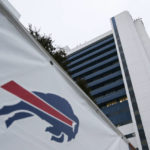 
              A Buffalo Bills logo is displayed near Buffalo General Medical Center, Monday, Jan. 9, 2023, in Buffalo, N.Y. Bills safety Damar Hamlin was discharged from the University of Cincinnati Medical Center, Monday, and flown to Buffalo, where he will continue his recovery at Buffalo General Medical Center/Gates Vascular Institute after going into cardiac arrest and having to be resuscitated on the field during a game in Cincinnati. (AP Photo/Joshua Bessex)
            