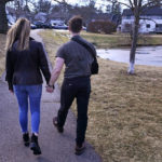 
              Anna Craven, left, walks with Ryan Johnson outside their home, Friday, Feb. 10, 2023, in Nashua, N.H. The recently engaged couple have also established a transparent financial relationship including being open about individual budgets and having mutual financial goals. Talking about money with your significant other might not be the most romantic topic, but it's a key element of a healthy relationship. (AP Photo/Charles Krupa)
            