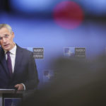 
              NATO Secretary General Jens Stoltenberg speaks during a news conference following. Meeting of defense ministers at NATO headquarters in Brussels, Wednesday, Feb. 15, 2023. (AP Photo/Olivier Matthys)
            