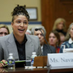 
              Former Twitter employee Anika Collier Navaroli, testifies during a House Committee on Oversight and Accountability hearing on Capitol Hill, Wednesday, Feb. 8, 2023, in Washington. (AP Photo/Carolyn Kaster)
            