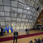 
              European Union leaders wait for the arrival of European Council President Charles Michel, right, and Ukraine's President Volodymyr Zelenskyy, second right, prior to a group photo of EU leaders at an EU summit in Brussels on Thursday, Feb. 9, 2023. European Union leaders are meeting for an EU summit to discuss Ukraine and migration. (AP Photo/Virginia Mayo)
            