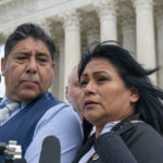 
              Beatriz Gonzalez, right, the mother of 23-year-old Nohemi Gonzalez, a student killed in the Paris terrorist attacks, and stepfather Jose Hernandez, speak outside the Supreme Court,Tuesday, Feb. 21, 2023, in Washington. A lawsuit against YouTube from the family of Nohemi Gonzalez was argued at the Supreme Court. (AP Photo/Alex Brandon)
            