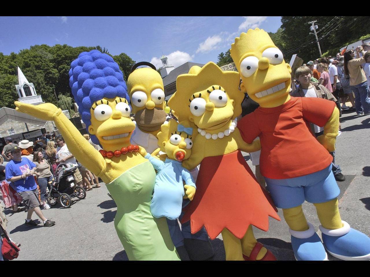 Characters from The Simpsons pose before the premiere of "The Simpsons Movie", Springfield, Vermont...