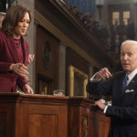 
              President Joe Biden talks with Vice President Kamala Harris after the State of the Union address to a joint session of Congress at the Capitol, Tuesday, Feb. 7, 2023, in Washington. (Jacquelyn Martin, Pool)
            