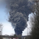 
              A black plume rises over East Palestine, Ohio, as a result of a controlled detonation of a portion of the derailed Norfolk Southern trains Monday, Feb. 6, 2023. (AP Photo/Gene J. Puskar)
            