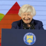 
              U.S. Treasury Secretary Janet Yellen smiles as she listens to a question during a press conference at the G-20 financial conclave on the outskirts of Bengaluru, India, Thursday, Feb. 23, 2023. (AP Photo/Aijaz Rahi)
            