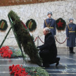 
              Russian President Vladimir Putin attends a commemoration, inside the memorial at the monument to Motherland, marking the 80th anniversary of the Soviet victory in the battle of Stalingrad, in the southern Russian city of Volgograd, once known as Stalingrad, Russia, Thursday, Feb. 2, 2023.  The battle of Stalingrad turned the tide of World War II and is regarded as the bloodiest battle in history, with the death toll for soldiers and civilians estimated at about 2 million. (Dmitry Lobakin, Sputnik, Kremlin Pool Photo via AP)
            