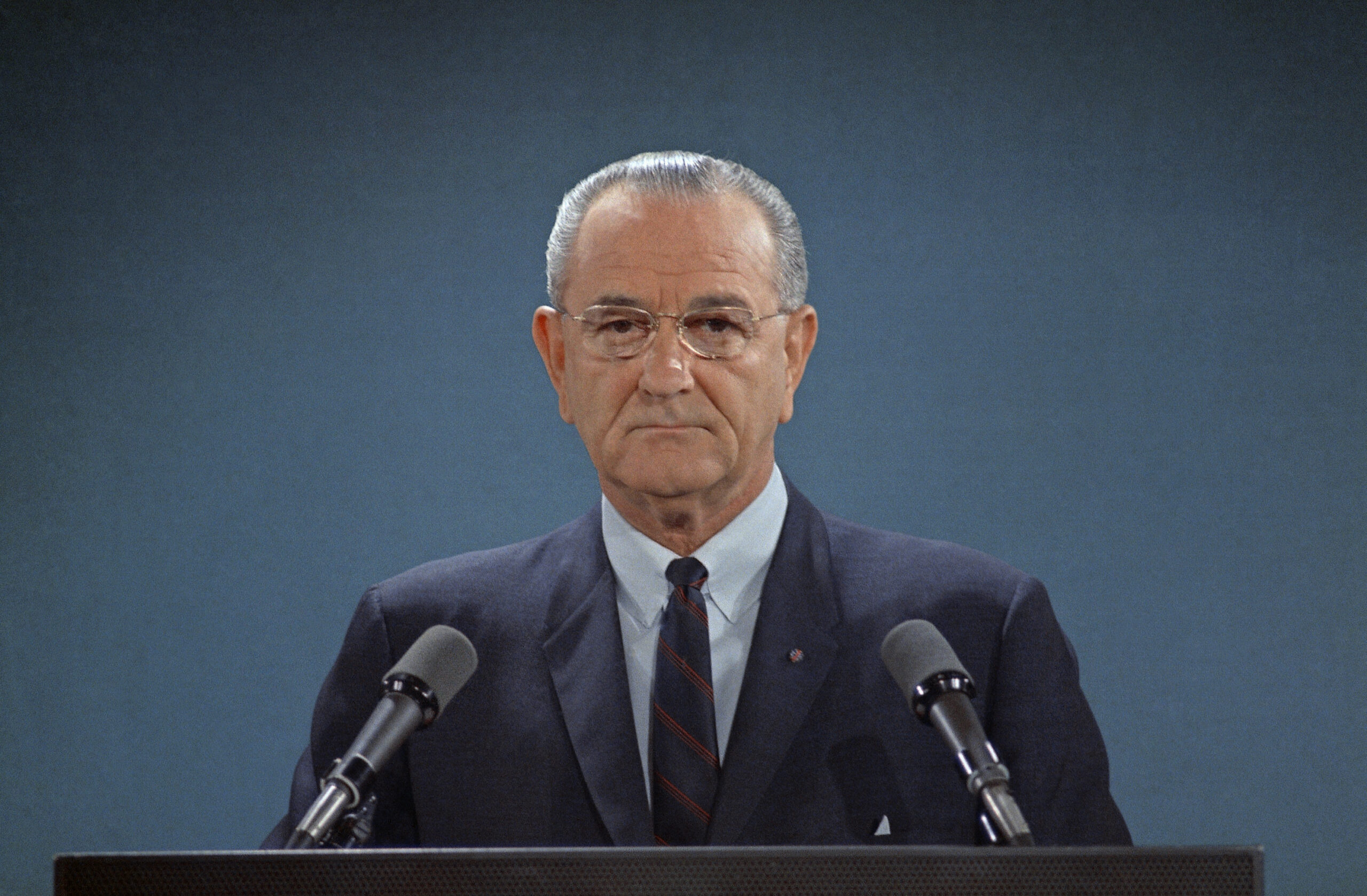 FILE - This August 1967 file photo shows President Lyndon B. Johnson. A former Texas voting officia...
