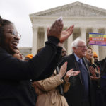 
              Sen. Bernie Sanders, I-Vt., attends a rally for student debt relief advocates outside the Supreme Court on Capitol Hill in Washington, Tuesday, Feb. 28, 2023, as the court hears arguments over President Joe Biden's student debt relief plan. (AP Photo/Patrick Semansky)
            
