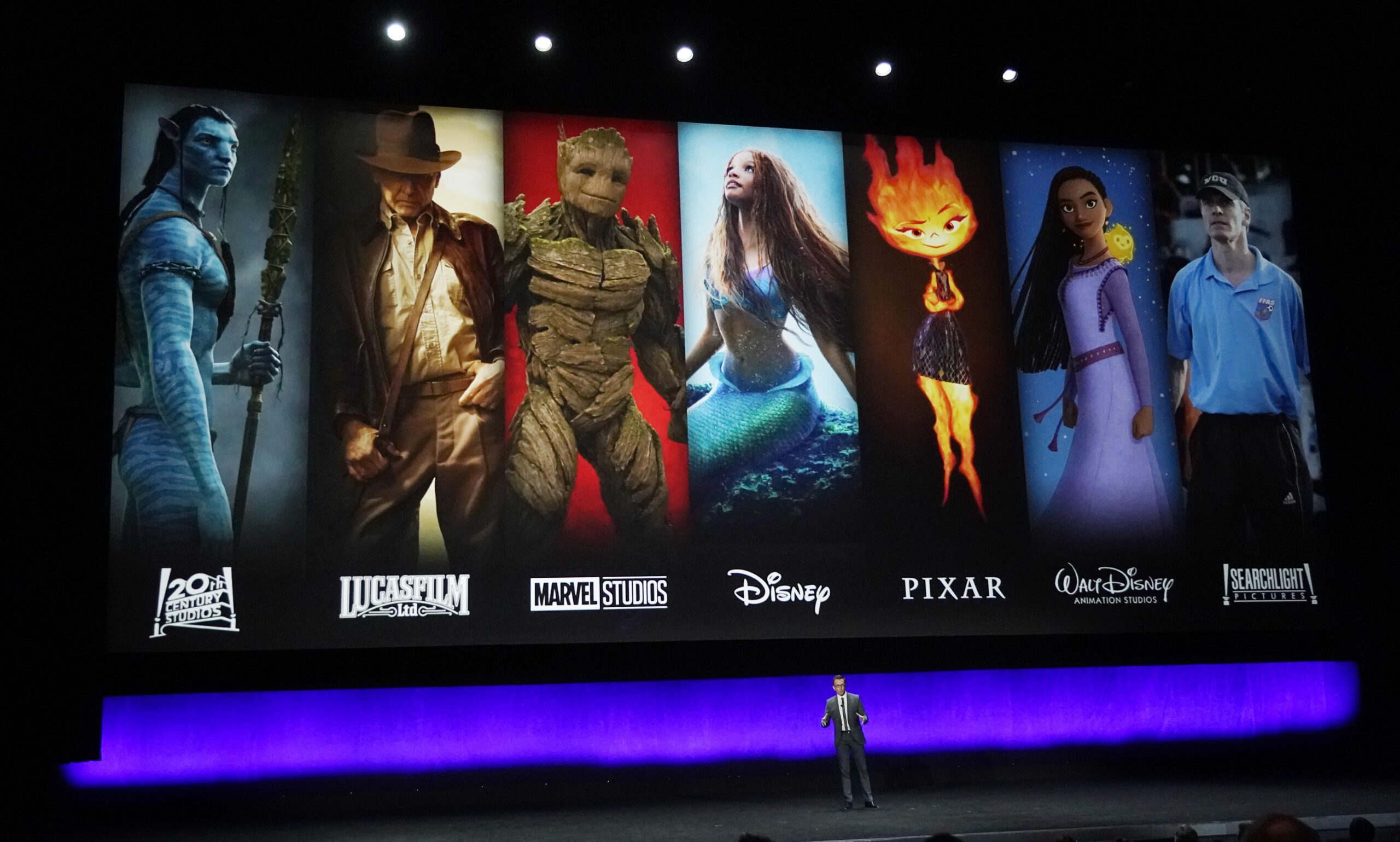 Tony Chambers, the head of theatrical distribution for Disney Entertainment, addresses the audience...
