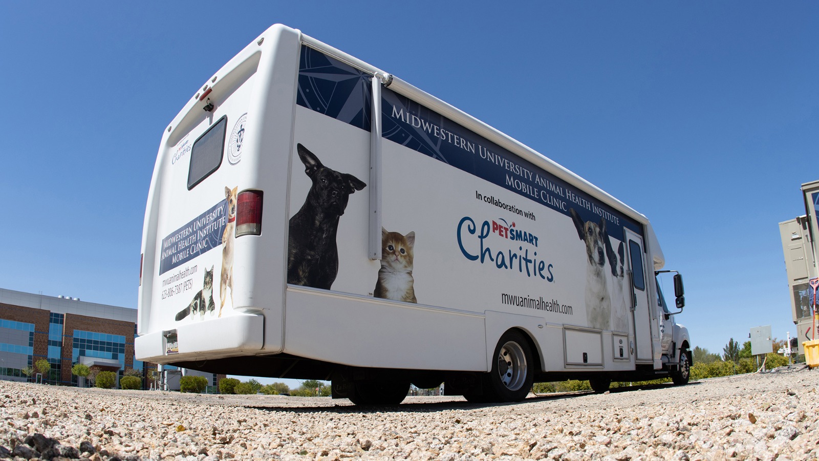 Midwestern University’s Animal Health Institute Mobile Clinic gives doctors and students the abil...