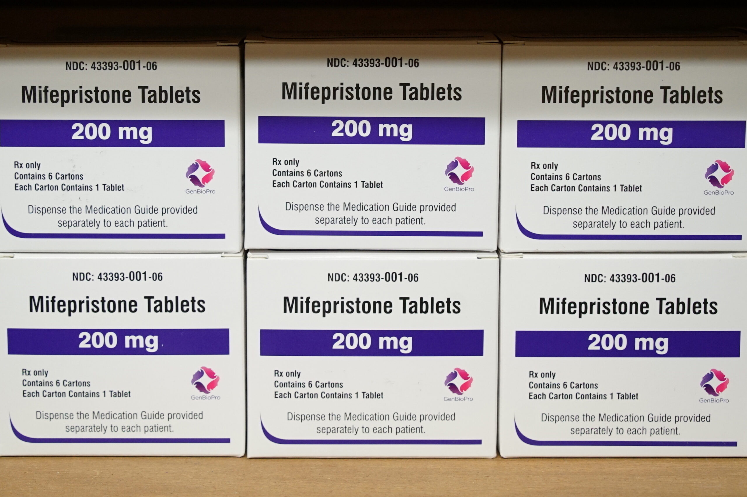 FILE - Boxes of the drug mifepristone sit on a shelf at the West Alabama Women's Center in Tuscaloo...