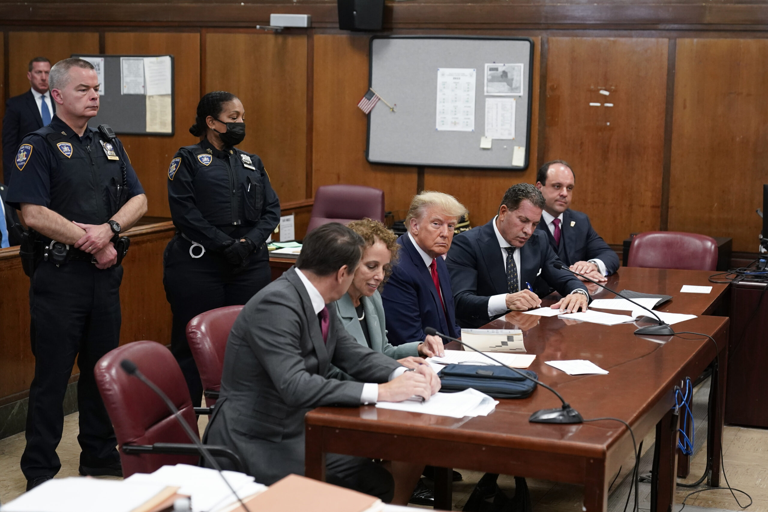 FILE - Former President Donald Trump appears in court for his arraignment on April 4, 2023, in New ...