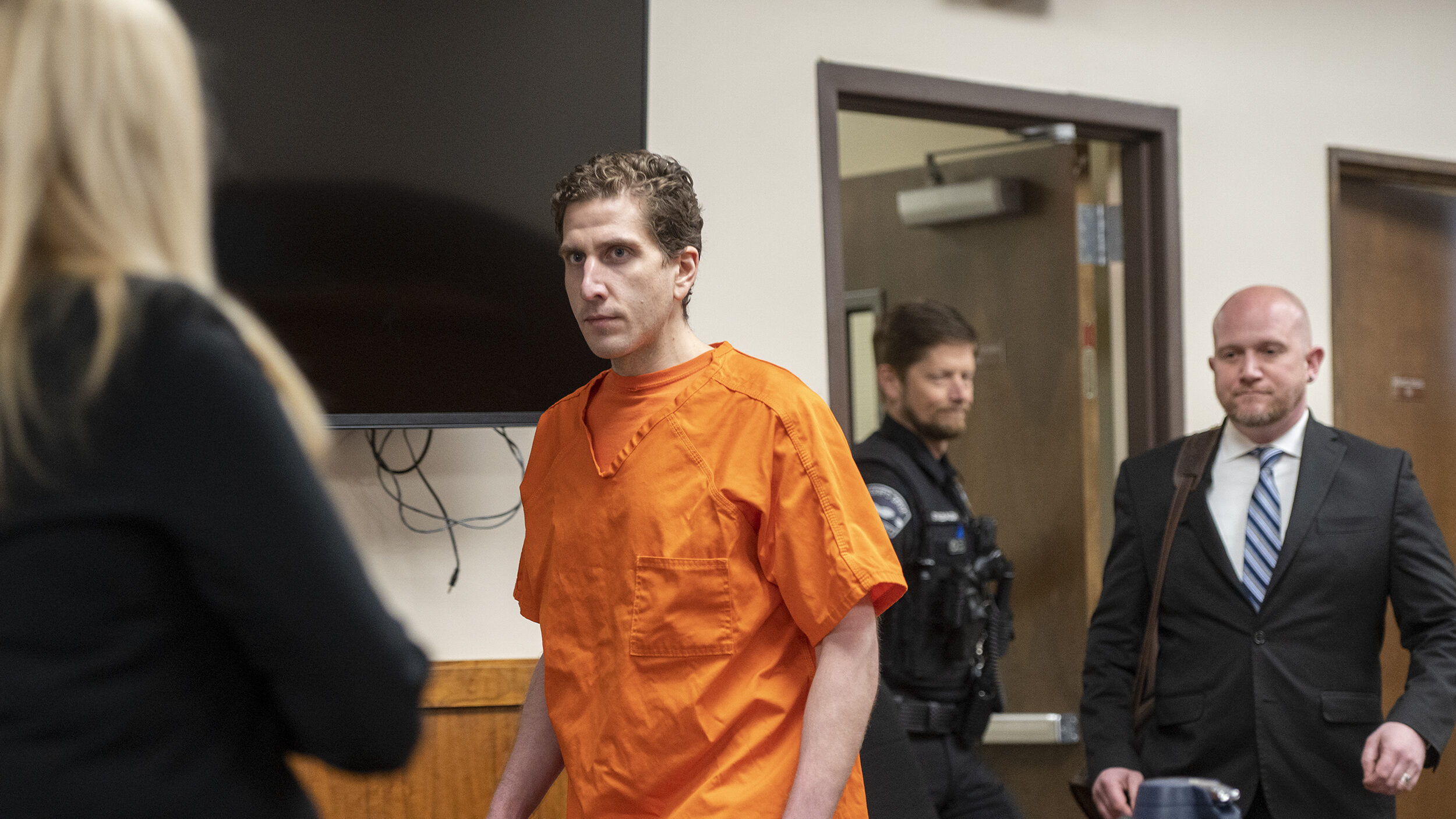 FILE - Bryan Kohberger enters the courtroom for his arraignment hearing in Latah County District Co...