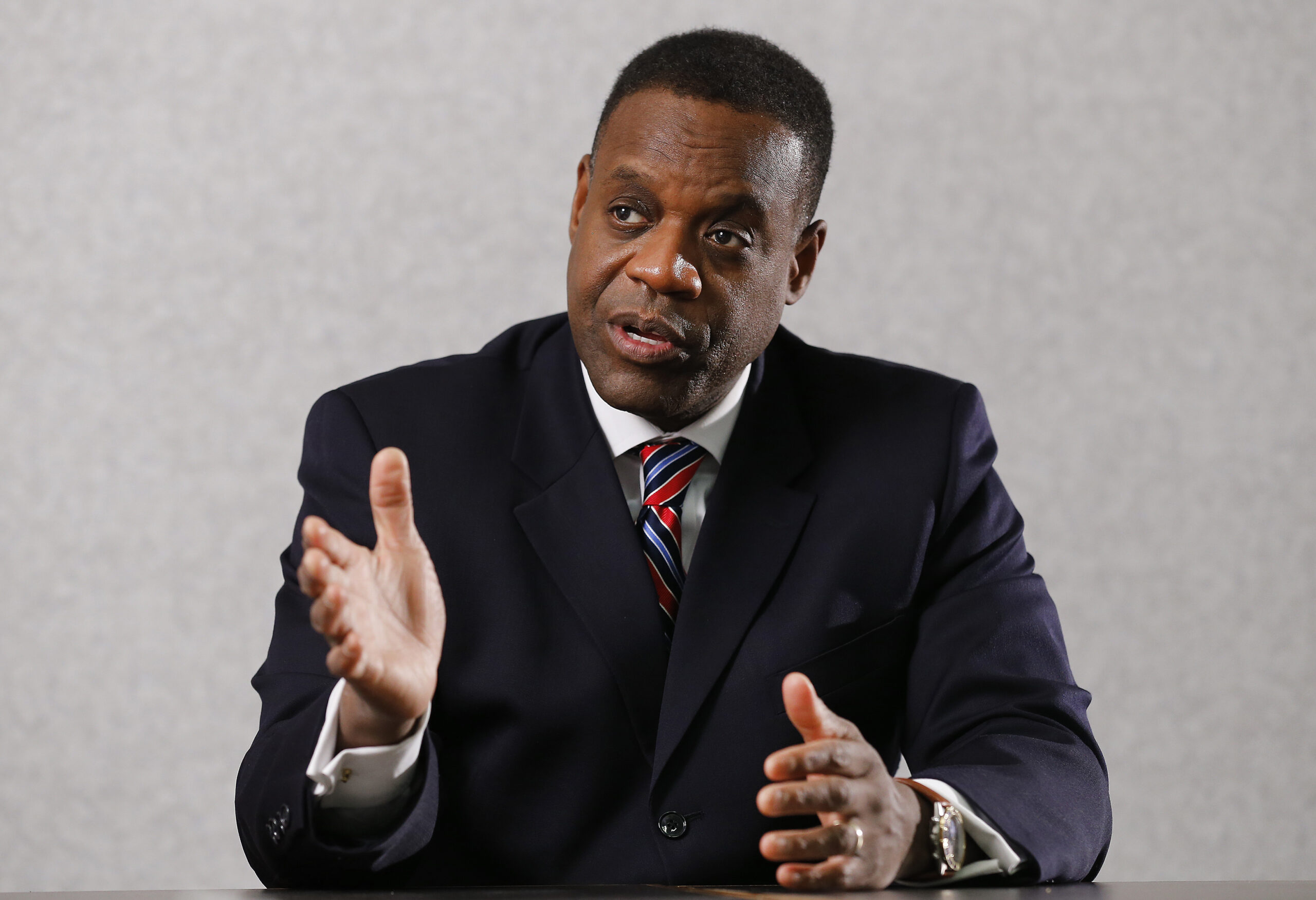 FILE - Detroit emergency manager Kevyn Orr speaks during an interview with The Associated Press in ...