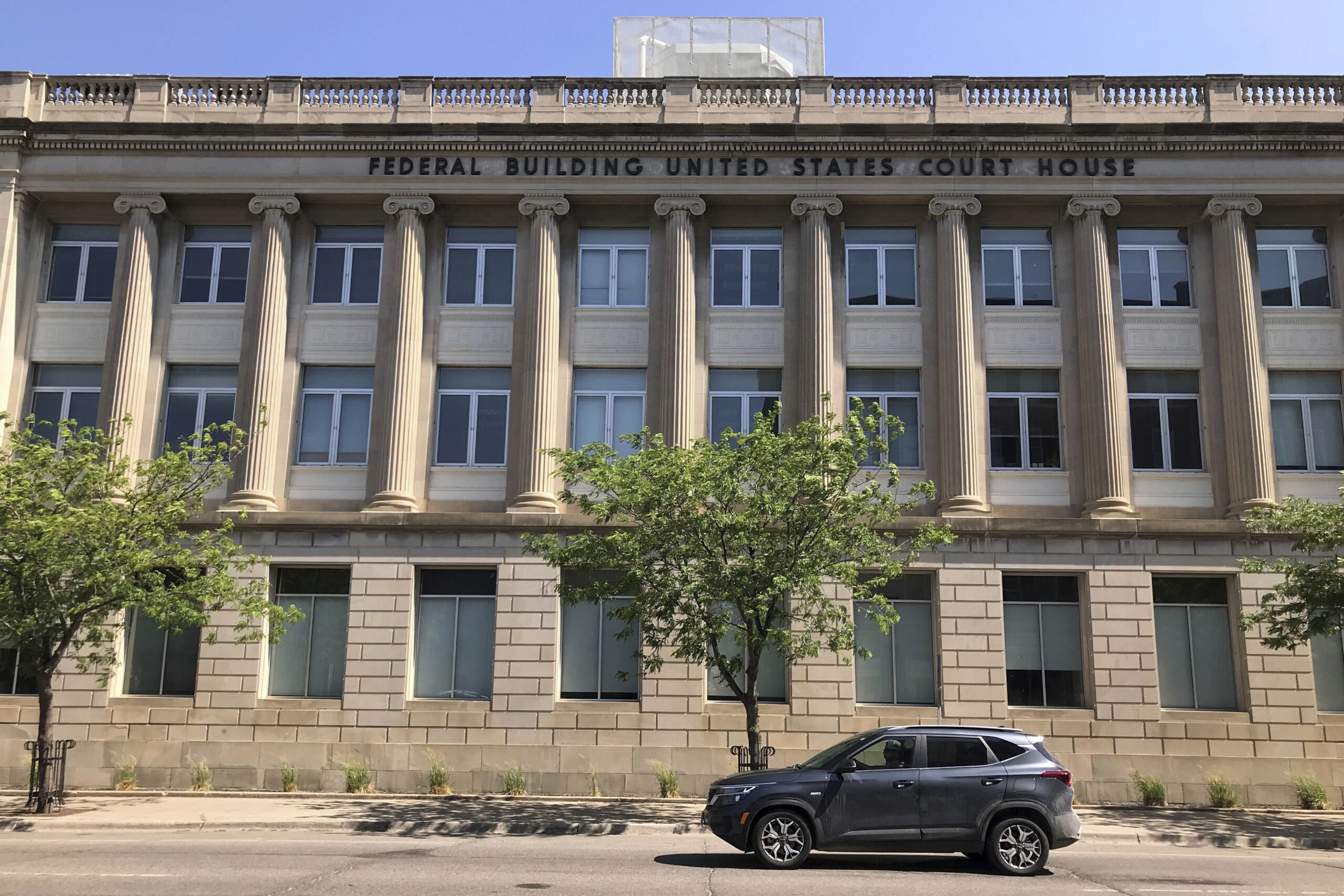 FILE - The federal courthouse stands in Fargo, N.D., June 19, 2023. A federal judge has sentenced t...